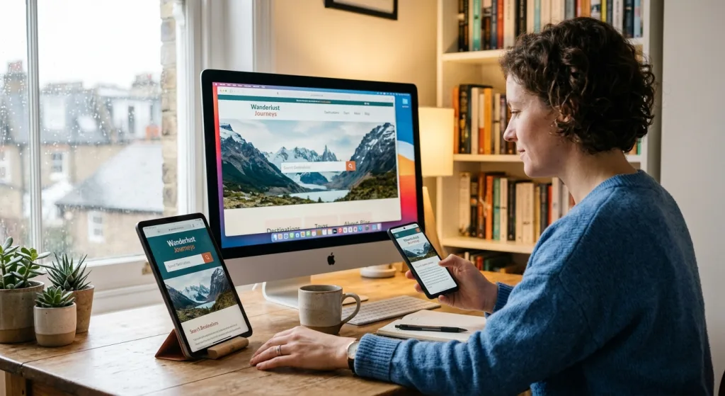A modern, responsive website displayed on various devices (desktop, tablet, phone) to illustrate adaptability.